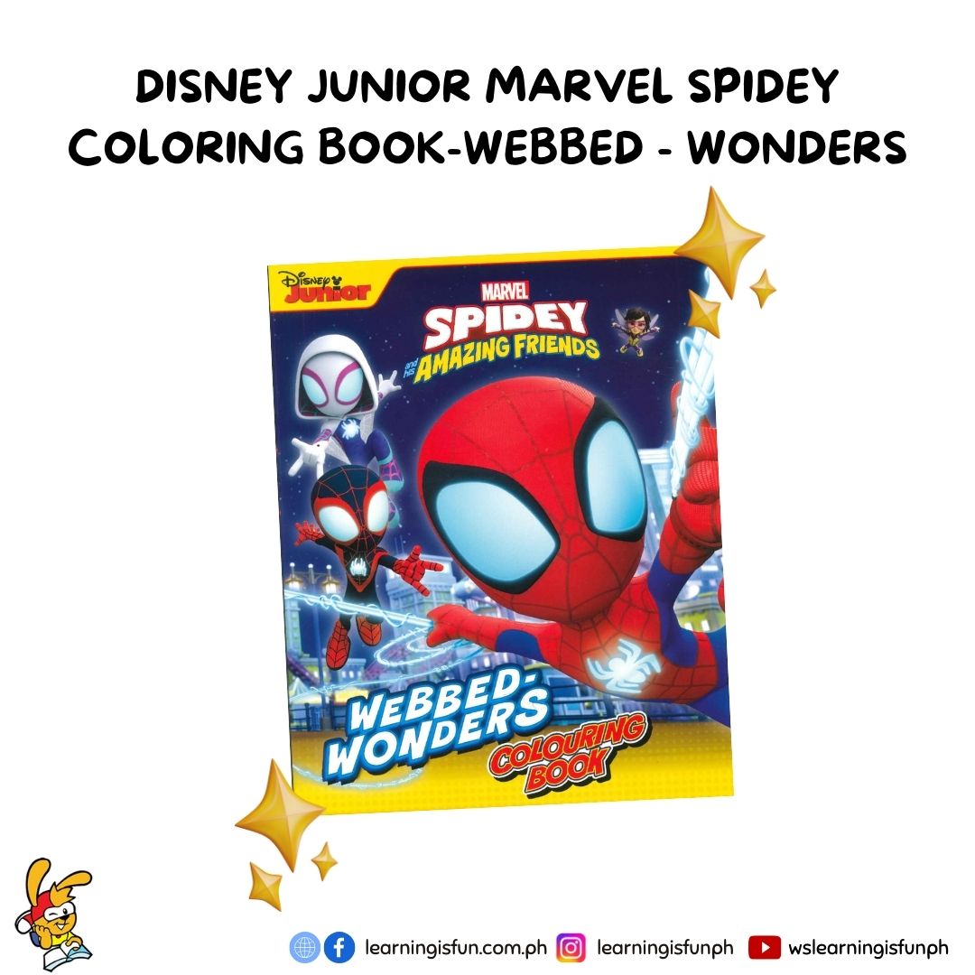 Learningisfunrs's tweet image. Swing into Action with Disney Junior Marvel Spidey - Webbed Wonders Coloring Book! Let your creativity soar with 16 pages of thrilling adventures starring everyone's favorite neighborhood hero, Spider-Man!
Get ready to web-out and embark on an epic coloring for only Php 99.00.