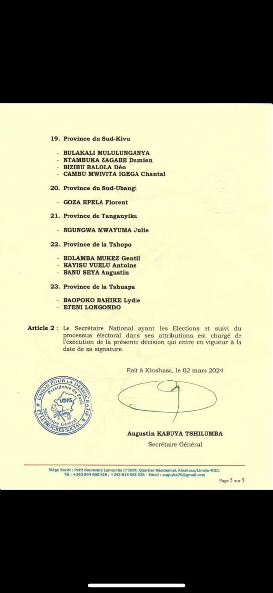 wembi_steve's tweet image. #RDC: 🚨Liste des candidats sénateurs de l'#UDPS| @AugustinKabuyaT , @MulumbaGecoco , Yves Bunkulu, Eteni Longondo y sont 👇👇👇