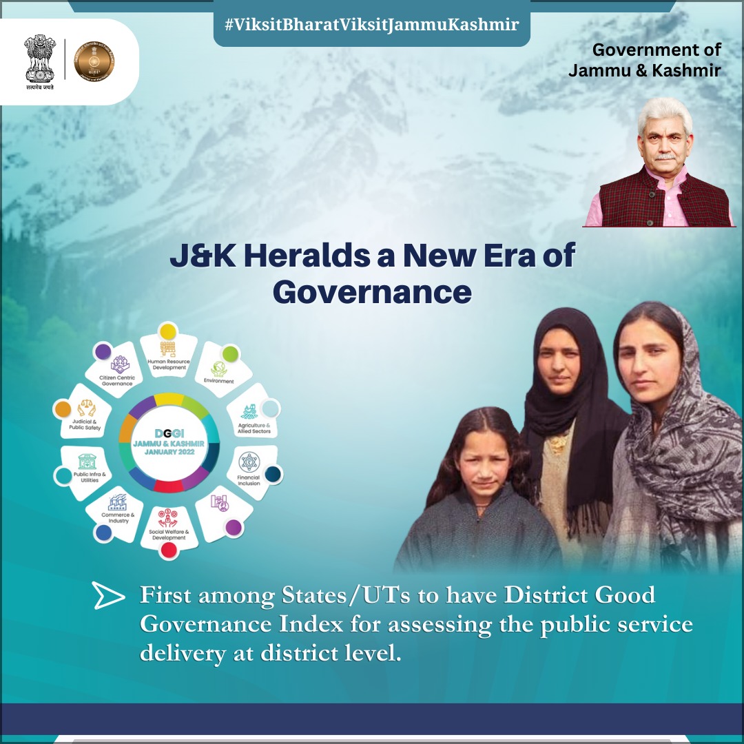 People of Jammu & Kashmir wholeheartedly welcome PM Sh. Narendra Modi. Guided by the 'Citizens-first' approach,Jammu & Kashmir has the distinction of being the first among states/UTs tohave a District Good Governance Index for assessing public service delivery at the dist. level.