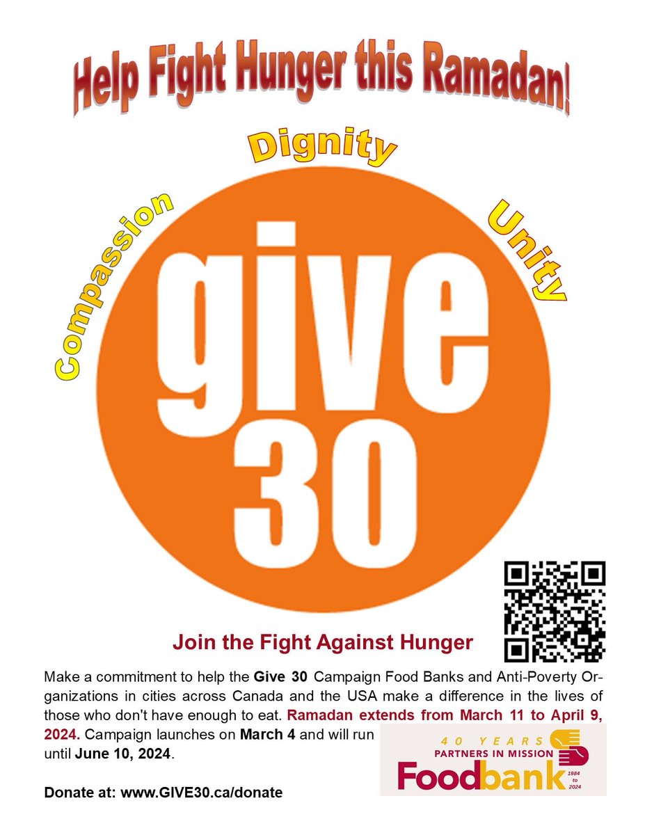 Help #FightHunger this #Ramadan with the #Give30 Campaign in #ygk with @FoodBankKtown Donate at Give30.ca/donate Do you have an initiative for the Give 30 Campaign? Let us know at tinyurl.com/Give30YGK