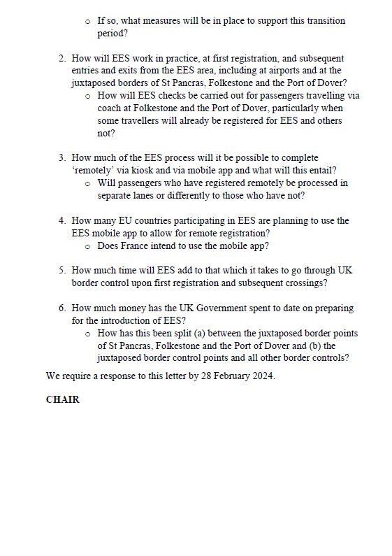 We have invited @VotePursglove, Minister for Legal Migration and the Border, to give evidence to the Committee for our inquiry into the EU's upcoming Entry/Exit System. We're awaiting his response.