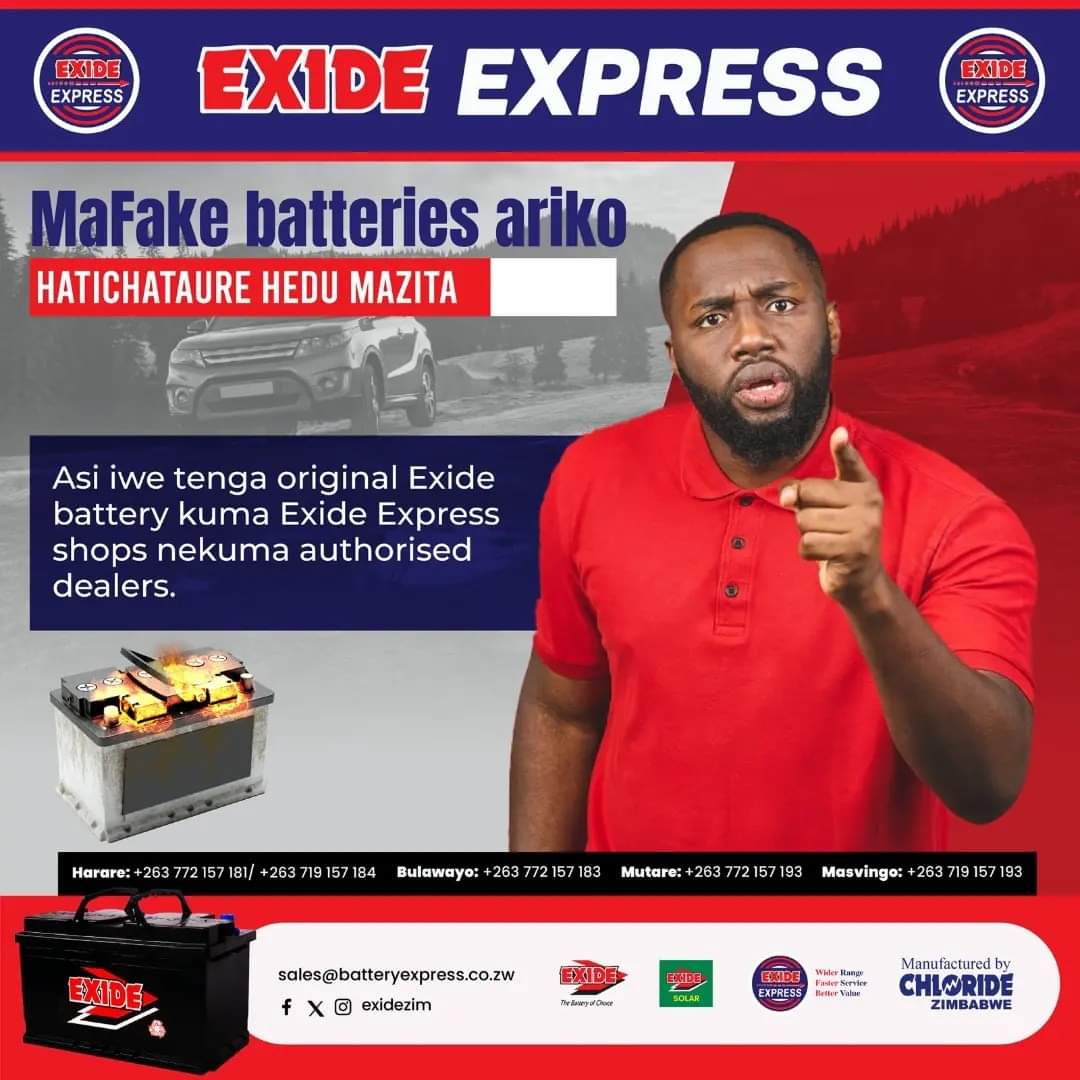 Nothing beats the original Exide Battery.Hatichataure hedu mazita pamafake apo. Visit any Exide Express shops or authorized dealers nationwide to get the best Call/App +263 71 915 7184 #thebatteryofchoice #exidetriedandtested @KUDZIELISTER2 @Mavhure @alickmacheso3 @takemorem1
