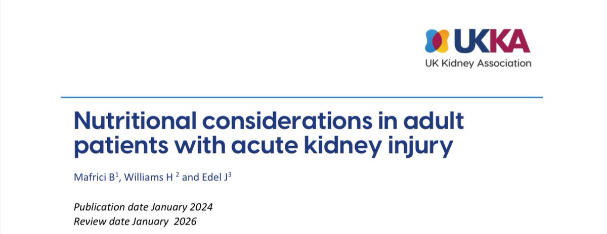 Updated AKI nutritional guide (protein) following the EFFORT trial @UKKidney @bda_renal @BDA_PENG @ESPENorg @BDA_Dietitians @BDACriticalCare @CStoppe @HarrietwRD available here ➡️ ukkidney.org/sites/renal.or… (this replaces the prevThink kidney nutrition AKI guide) #AKI