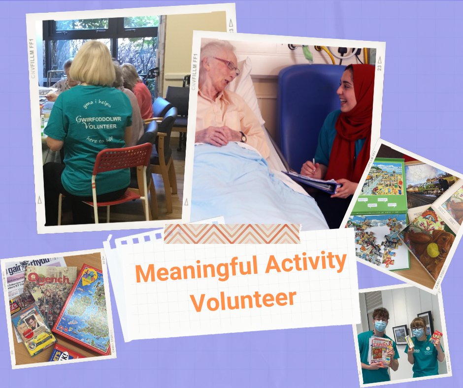We are looking for confident, resourceful and understanding volunteers to meaningfully engage with patients through activities. Join the team of Meaningful Activity Volunteers, making a difference to MHSOP wards. 🔗cavuhb.nhs.wales/our-services/v… @GVolServices @CV_UHB @help_force
