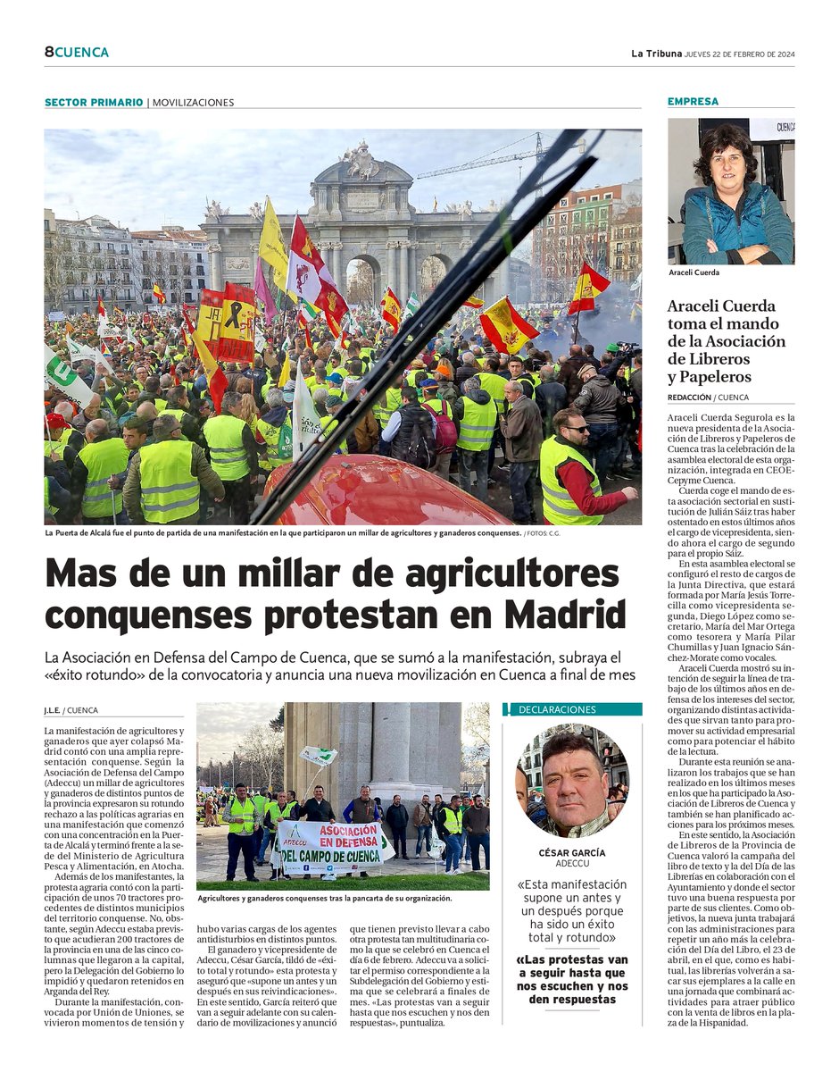 Adeccu EN PRENSA: Mas de un millar de agricultores conquenses protestan en Madrid