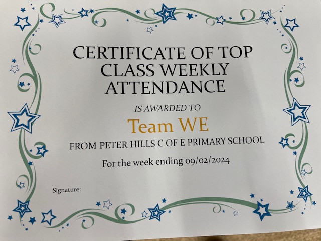 Team WE- Best Attendance with 98% #TeamWE #AttendanceMatters #WeLoveSchool