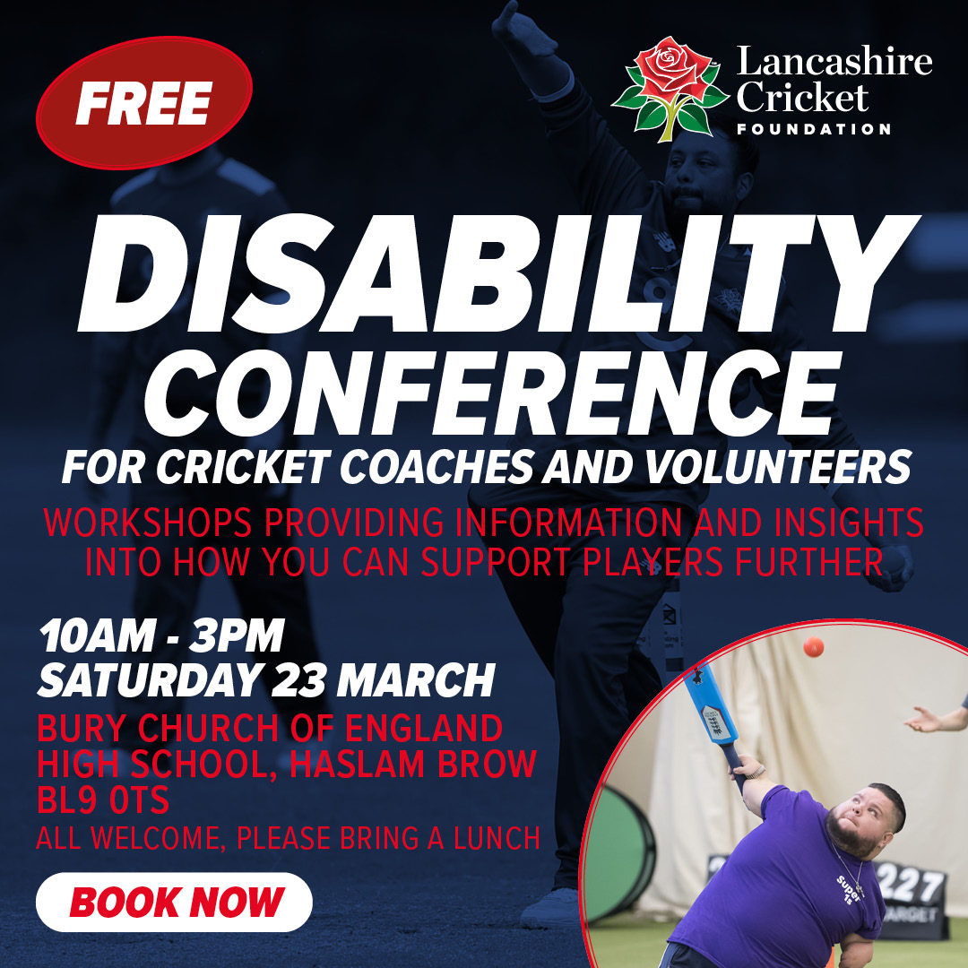 Very excited to announce this opportunity for coaches in Lancashire! Great chance to further knowledge on disability cricket and inclusive coaching. Please share🙌🏏
