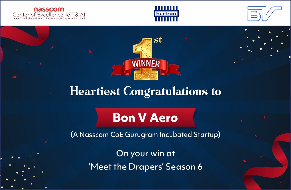 nasscomCoEIoT's tweet image. #CelebratingVictory
Congratulations to Bon V Aero, our virtually incubated startup at Gurugram CoE, on winning 'Meet the Drapers' Season 6.Your groundbreaking work in aerial mobility is truly commendable. Wishing continued success to the team.
#aerialmobility #ai #techinnovation