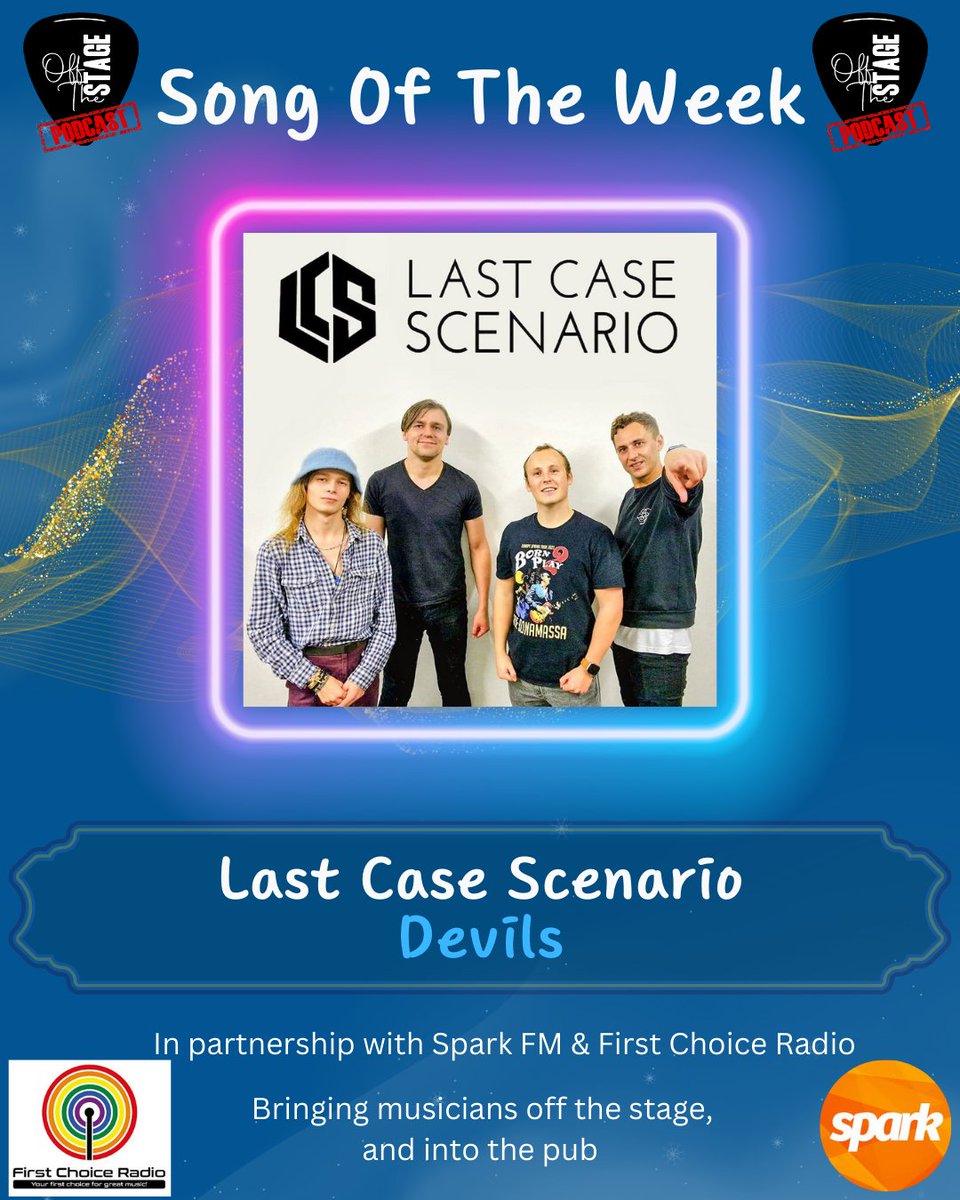 OffTheStage2's tweet photo. Our Song Of The Week goes to Last Case Scenario with their track ‘Devils'.

Absolutely fantastic song, please give it a listen!

Partnered with:
@spark_localmusic
@DJMikeRyan

#music #song #songoftheweek #musician #grassroots #podcast #offthestage #radio #guitar https://t.co/RgpQpoD5Sq