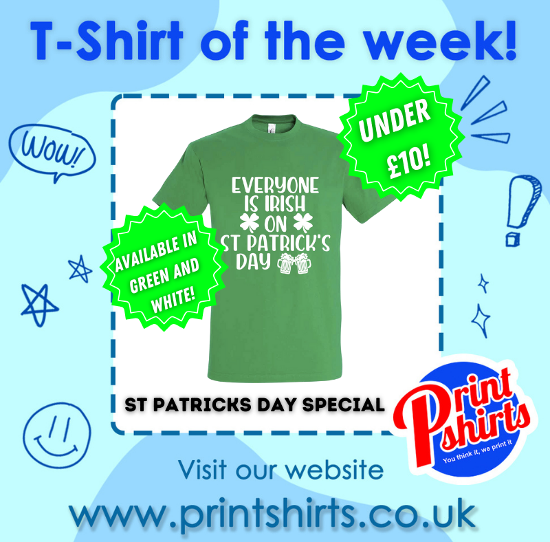 PrintShirts_UK's tweet photo. T-SHIRT OF THE WEEK👕
ST PATRICKS SPECIAL🍀

Get your very own Irish outfit for LESS THAN £10!🤑

Click the link to view in more detail.

https://t.co/mxS5L4d5fI

#stpatricksday #irish #stpats https://t.co/CfyKiGv6eK