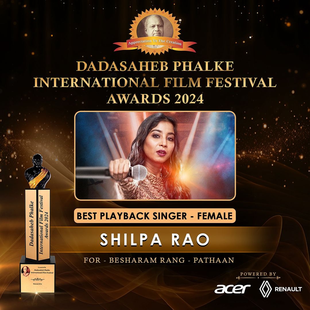 Dpiff_official's tweet photo. Congratulations to Shilpa Rao on winning the prestigious Best Playback Singer Female award at Dadasaheb Phalke International Film Festival Awards 2024. Her talent and dedication to music are truly inspiring.

#DPIFF #dpiff2024
@shilparao11 #BestFemalePlaybackSinger #ShilpaRao https://t.co/tJatlkY6m8