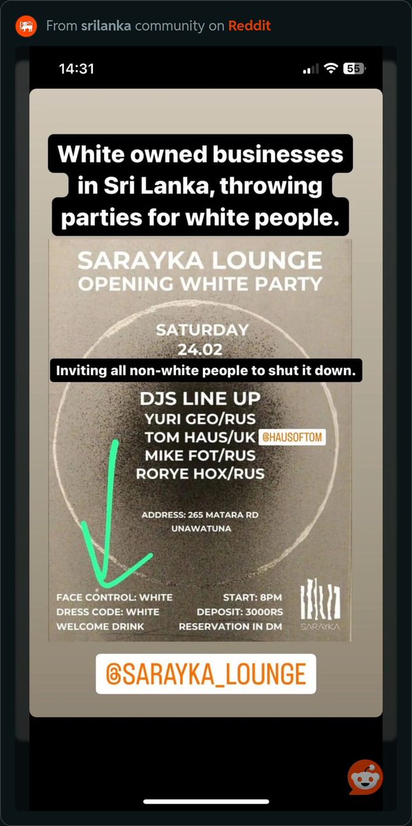 Whites only party in Unawatuna! Is that a thing now in SL?