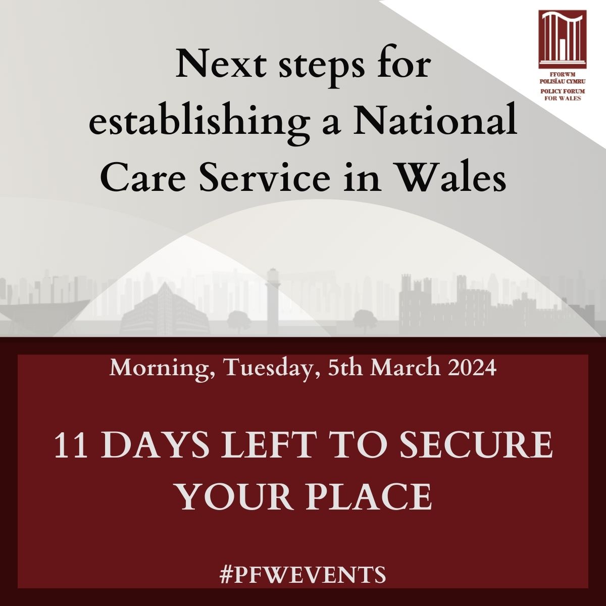 Join Policy Forum for Wales in 11 days time to discuss Next steps for establishing a National Care Service in Wales! Speakers include @drjanetownson @CarersWalesDir @UNISONWales Click here to find out more and book your place: policyforumforwales.co.uk/conference/PFW…