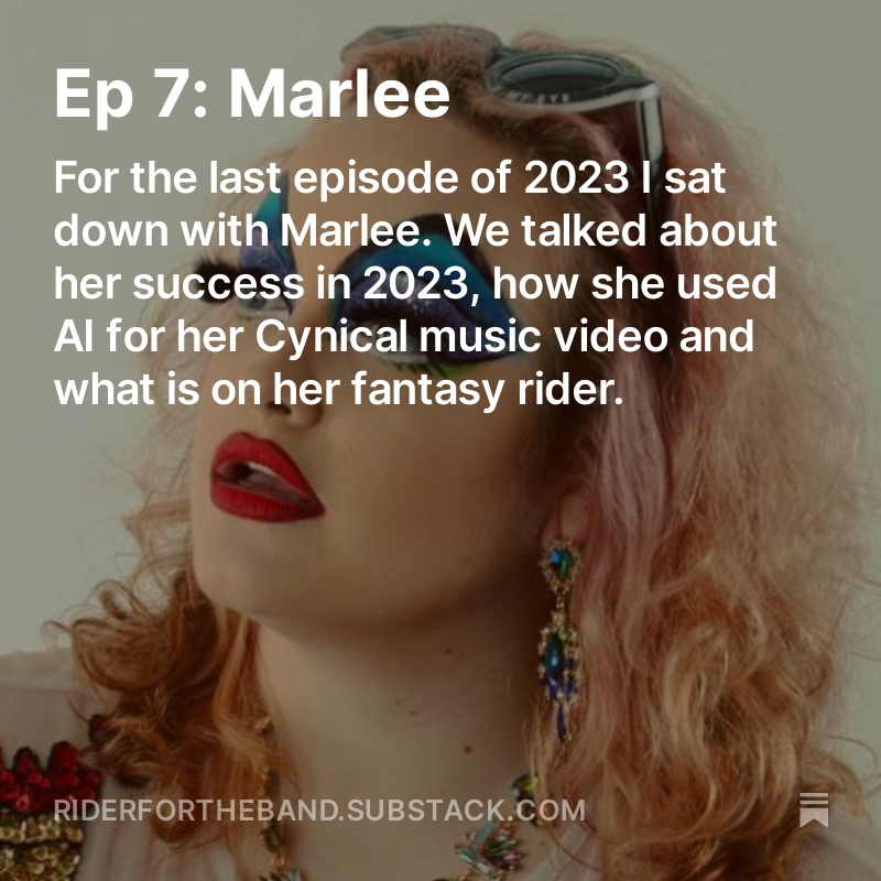 As a little post Christmas treat I talked to the incredible @MarleeKing for the podcast to find out what's in store for 2024 riderfortheband.substack.com/p/ep-7-marlee