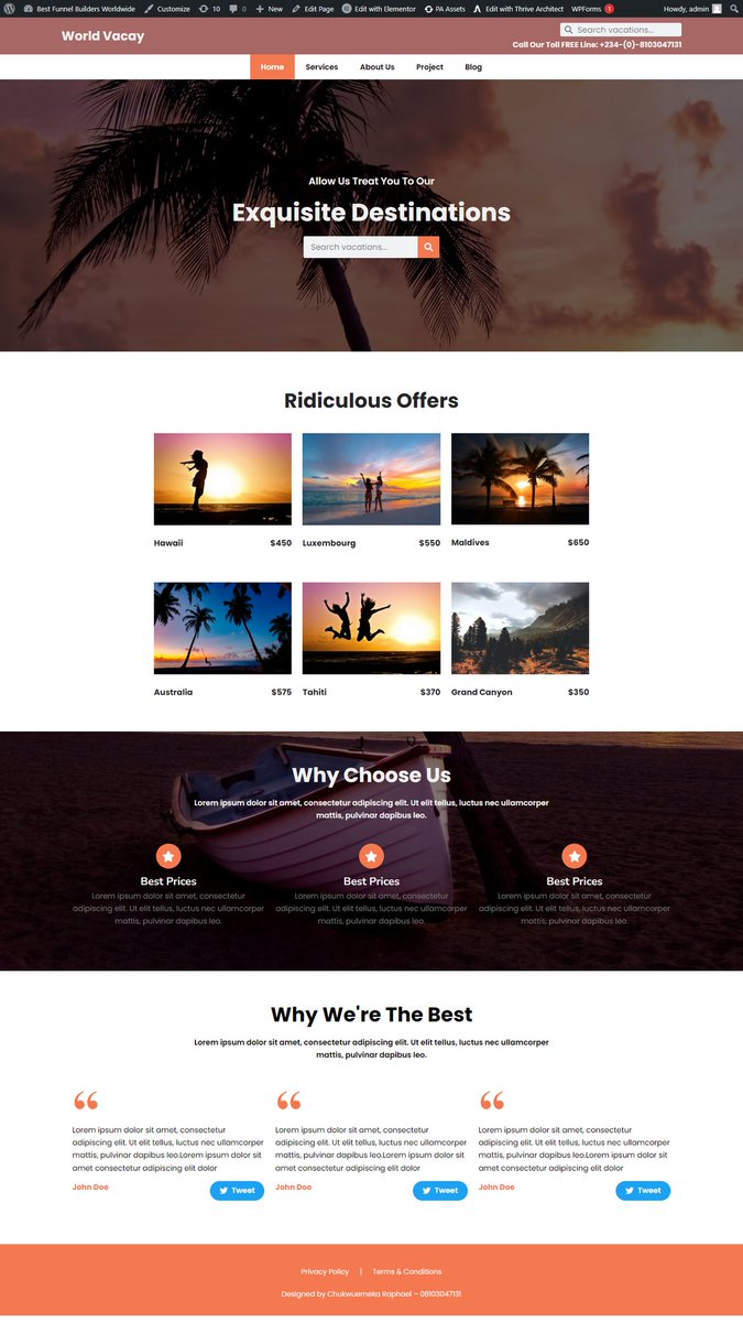 C_emekaRaphael's tweet photo. Day 23 of Building One website per day until I get a big gig

This is a travel website... 

Live videos on my TikTok (link in comments)

#onewebsiteperdaychallenge
#owpdc
#day23 https://t.co/tRCKRqBH3V