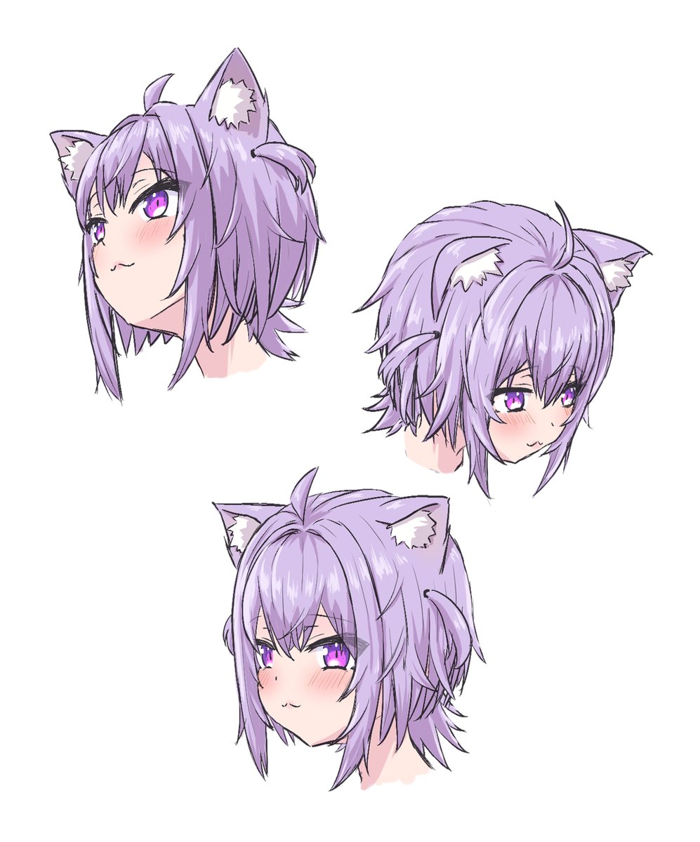 猫又おかゆ 「お顔向き練習 」|キョーセーのイラスト