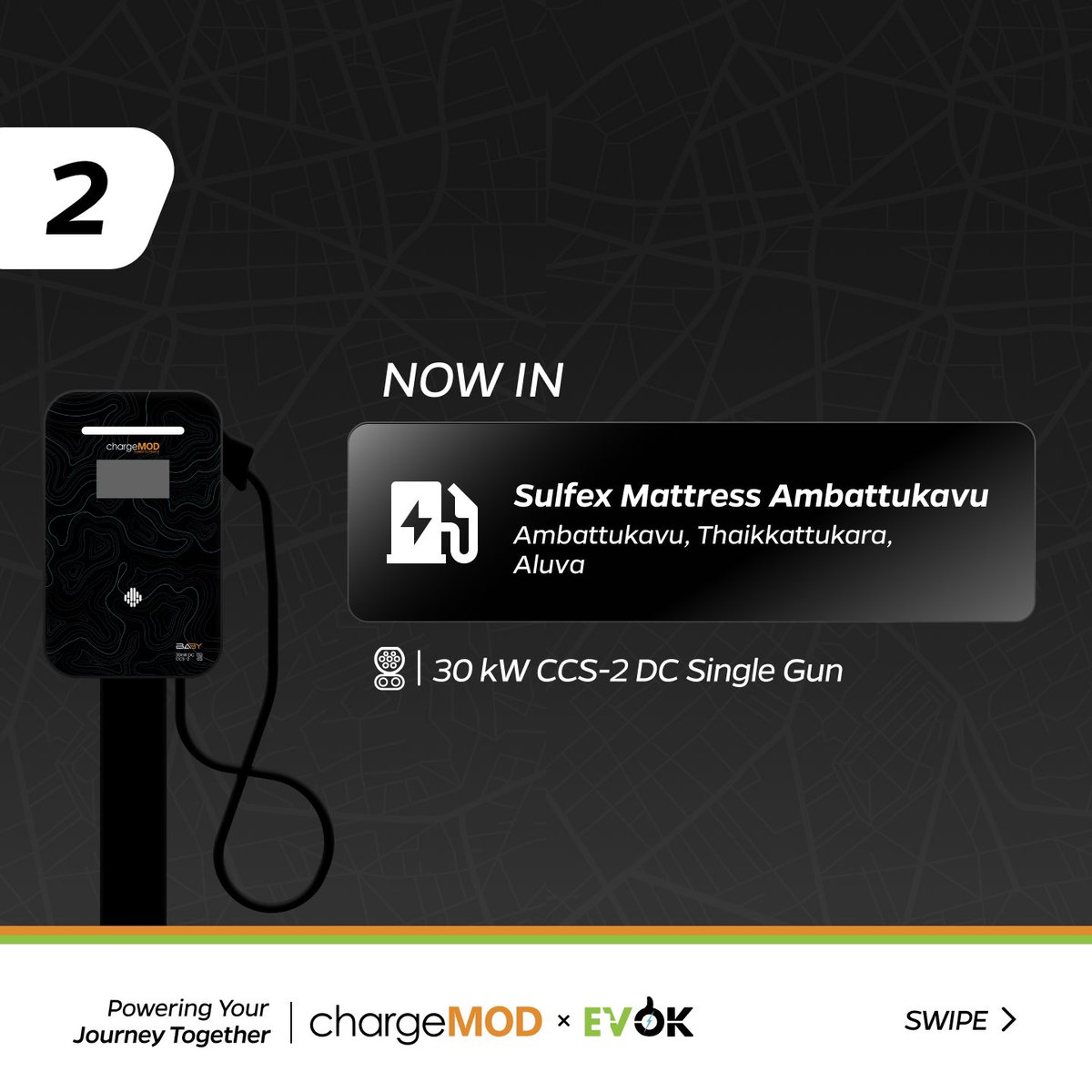 Whaattt!

We just launched 5 new EV charge points this week!

Here are the locations:

1. EQ Point EVCS, Aravanchal, Payyanur, Kannur 
2. Sulfex Mattress Ambattukavu, Aluva

(1/2)

#EVcharging #GreenFuture #ChargeMOD #chargingstations