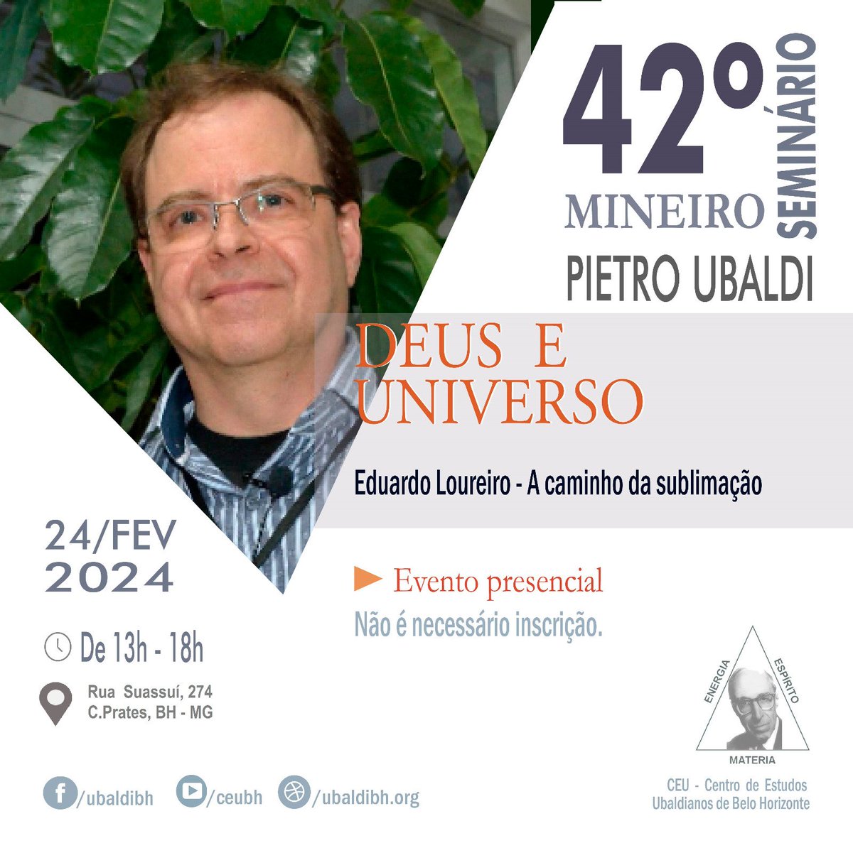 inede's tweet photo. Será que mesmo num momento tão conturbado da vida, estamos caminhando para o nosso crescimento espiritual? Venha participar das reflexões, sobre o pensamento de Pietro Ubaldi. Conhecimento é libertação. Ações são o nosso exercício de  sublimação. Participe!!!
#pietroubaldi #ceubh https://t.co/XGmg48Bczr