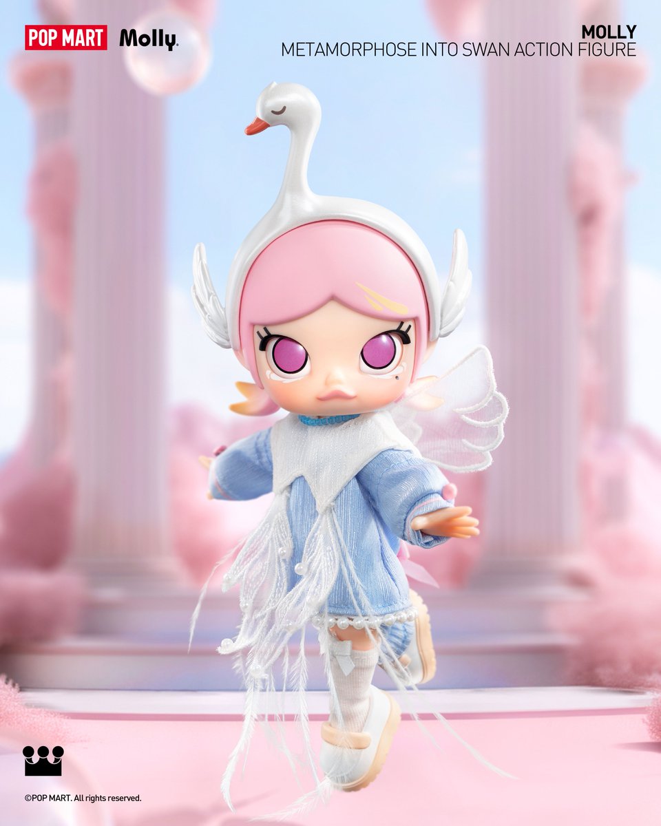 その他 POPMART MOLLY morphose into Swan With pink hair and a swan headband, MOLLY went through an exciting