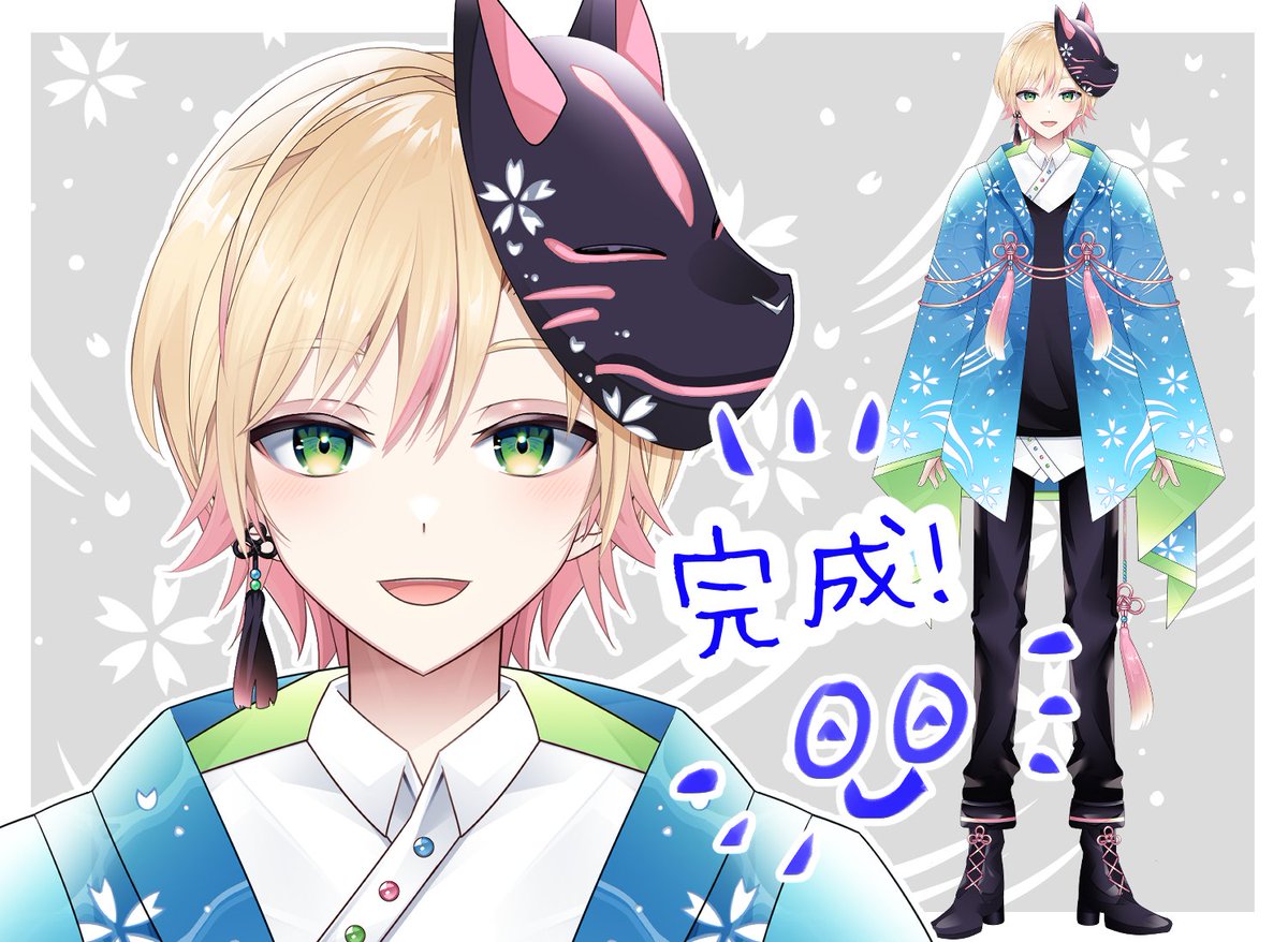 イラスト作成 Live2D パーツ分けイラスト制作の流れ。 ①線画ラフ ②着色ラフ ③