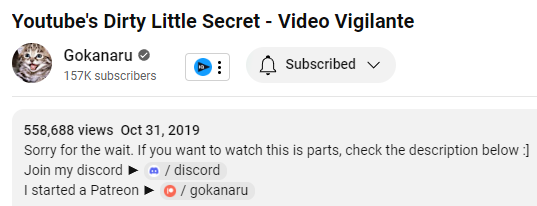 Gokanaru uploaded a new episode of "Video Vigilante" before AugieRFC came back. To put that into perspective, the video series didn't have a new entry since October 31st 2019