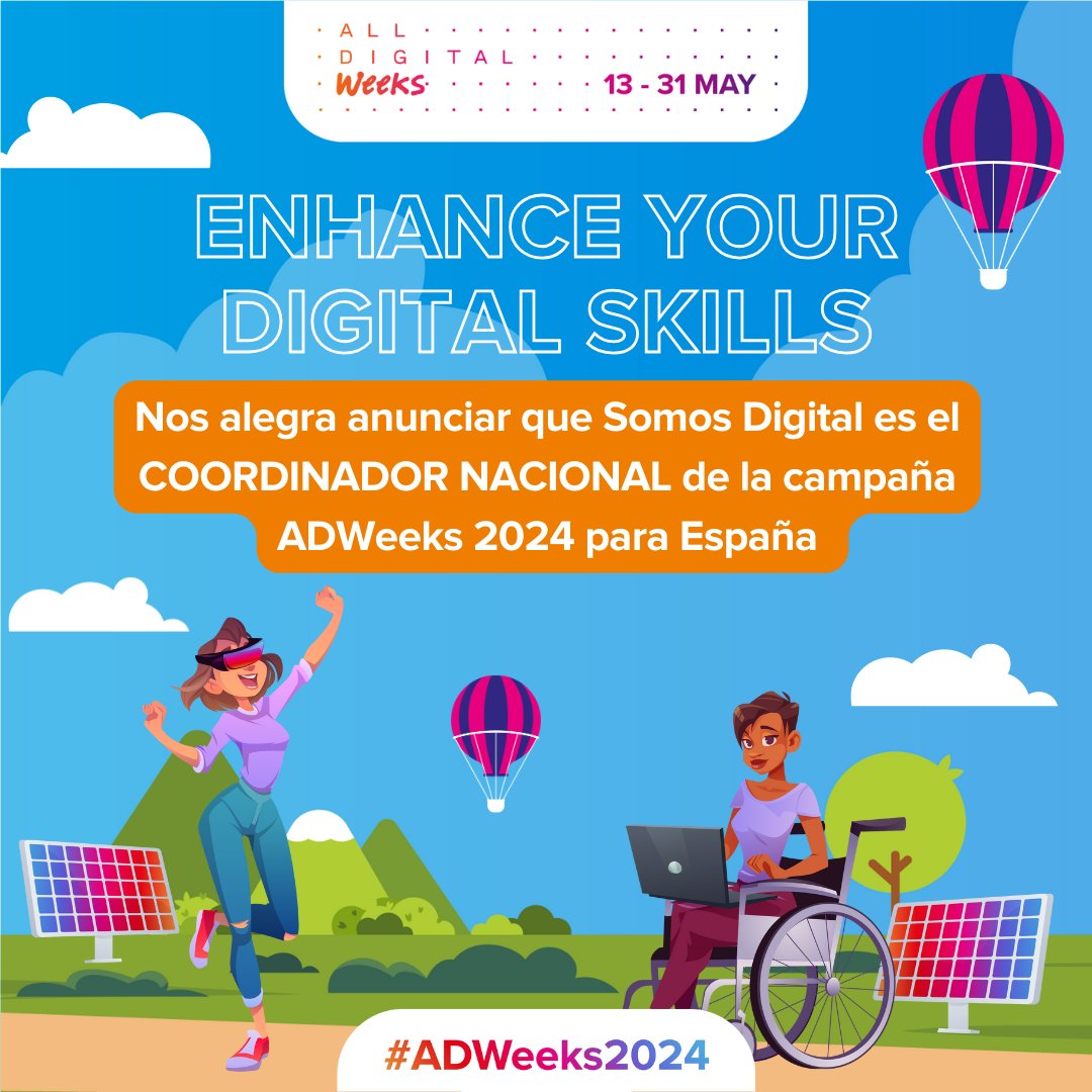 Impulsemos juntos la transformación digital y mejoremos las competencias digitales en nuestro país!

🎉 Estamos encantados de anunciar que somos coordinadores nacionales de la campaña #ADWeeks2024 en España.