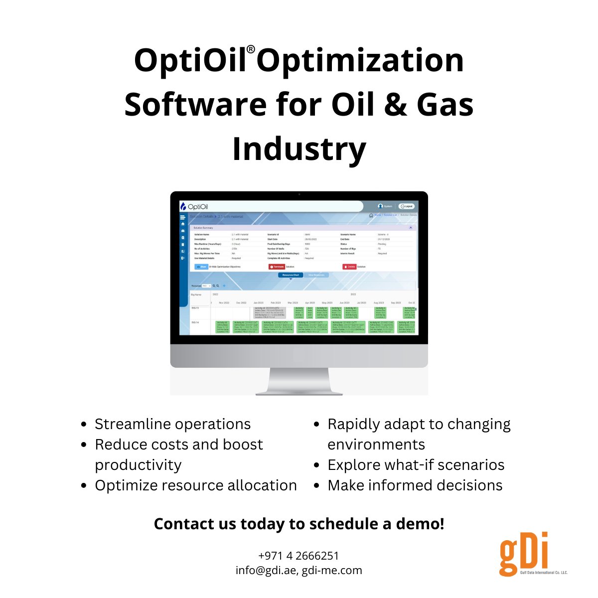 Revolutionize your #oilandgasindustry operations with OptiOil! Maximize profits, minimize costs, and optimize efficiency. Transform your onshore experience with smart rig profiles that are financially savvy, eco-friendly, and strategically aligned. @GDI_ME