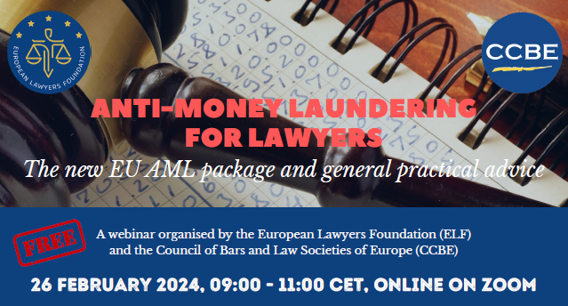 CCBEinfo's tweet photo. 🚩Last days to register to the CCBE/ELF Webinar on "Anti-Money Laundering for #Lawyers: The new EU AML package and general practical advice"!
🗓️Monday 26 February
⏲️ 09.00 - 11.00 CET
Free registration 👉https://t.co/ymDuzP5YQz
Programme 👉https://t.co/0SUFcxTVCh https://t.co/HdyMZjljUY