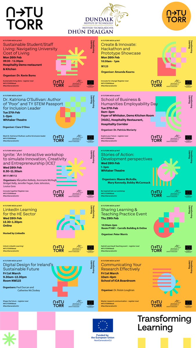 𝐑𝐨𝐧𝐚𝐧 𝐁𝐫𝐞𝐞 (@bree_edu) on Twitter photo Great to see over 4️⃣5️⃣0️⃣ people registered for <a href="/ntutorr/">N-TUTORR</a> Week events <a href="/DkIT_ie/">DkIT</a>. N-TUTORR Week takes place across the TU/IoT sector, so be sure to check out local communications for event schedules.👏to event organisers, N-TUTORR teams & local supports
#NTUTORRWeek
#NextGenerationEU Great to see over 4️⃣5️⃣0️⃣ people registered for <a href="/ntutorr/">N-TUTORR</a> Week events <a href="/DkIT_ie/">DkIT</a>. N-TUTORR Week takes place across the TU/IoT sector, so be sure to check out local communications for event schedules.👏to event organisers, N-TUTORR teams & local supports
#NTUTORRWeek
#NextGenerationEU