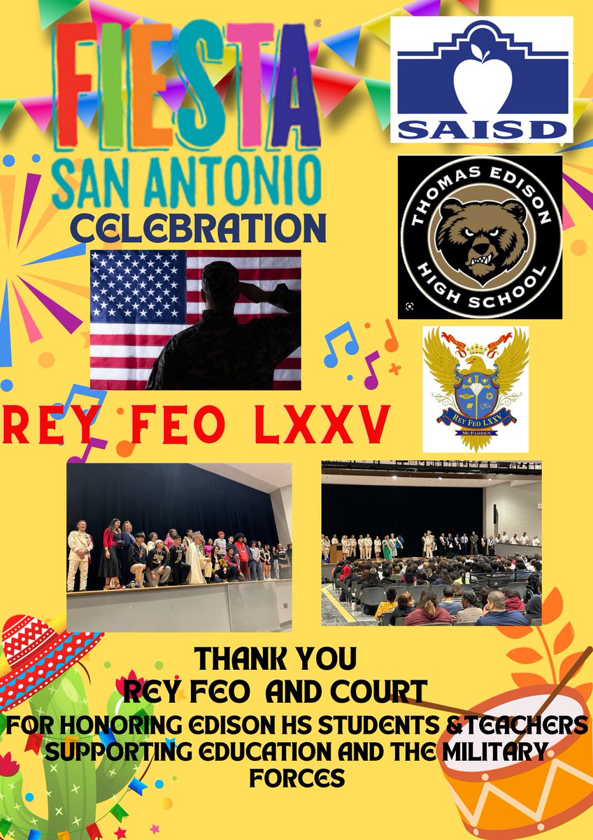 Thank you👑 Rey Feo LXXV👑 and Members of the Court for sharing your experiences in the military and love❤️ of education. We appreciate your support and thank you for honoring our teachers and students. #VivaFiesta2024 @ReyFeoSA @FeoFoundation