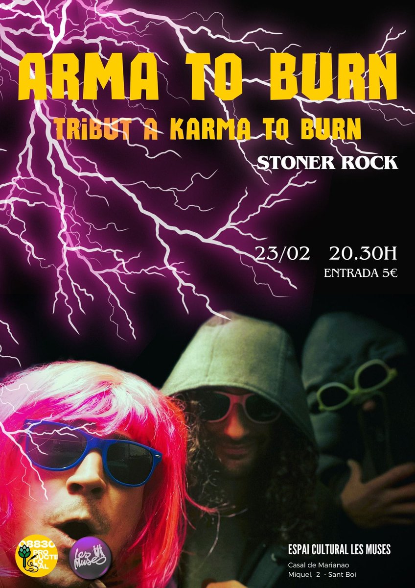 Avui tribut a Karma To Burn amb els Arma To Burn.
Contundent trio d'Stoner Rock. Riffs potents, psicodèlia i influència del blues!
#karmatoburn #armatoburn
#santboi #santboidellobregat
#musicaendirecte #stoner #stonerrock