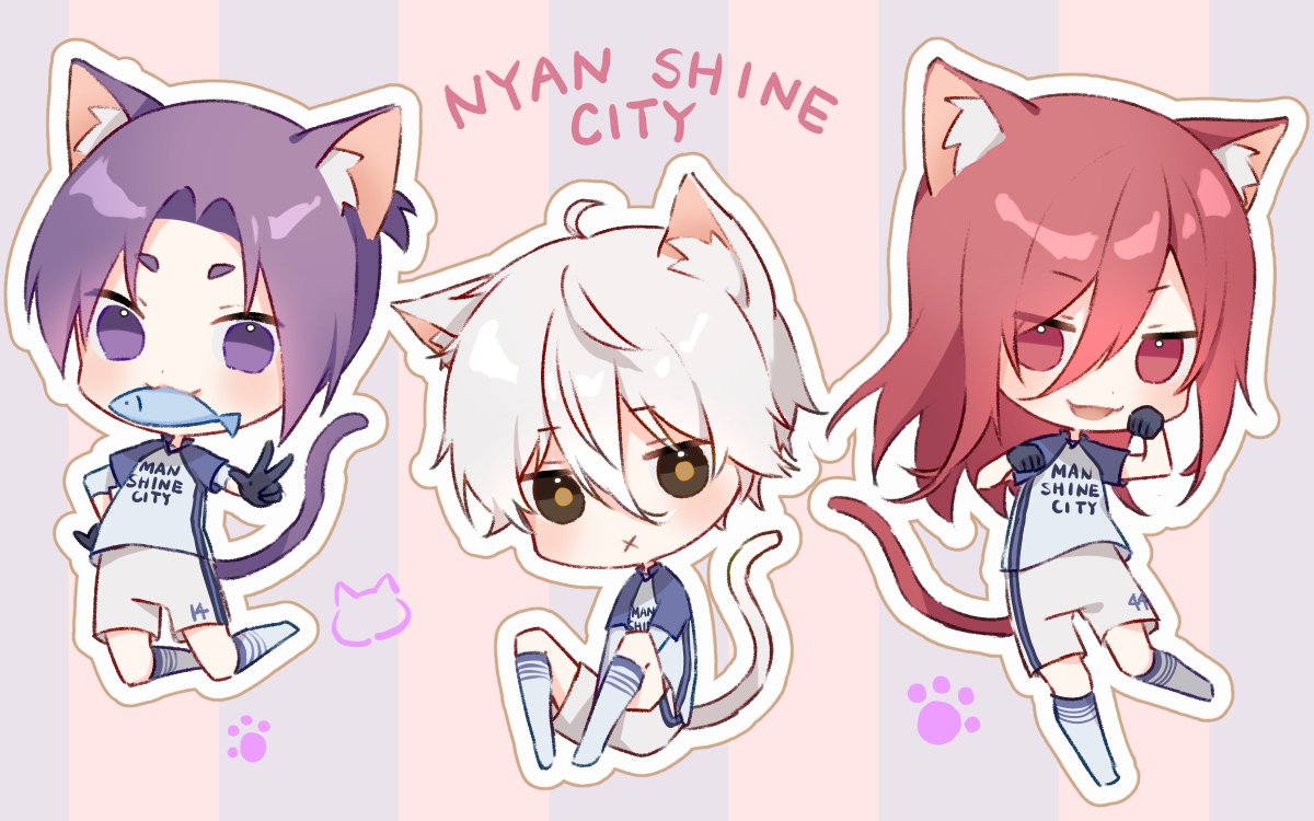 animal ears 3boys multiple boys tail cat ears red hair cat tail  illustration images