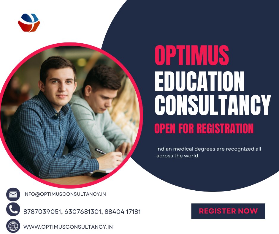 EducationOptim's tweet image. Optimus Education Consultancy
Indian medical degrees are recognized all across the world.
For more info: optimusconsultancy.in
contact us: 6307681301
#EducationConsulting #Education #MBBS #MD #Consultants #Courses #BAMS #BUMS #BDS