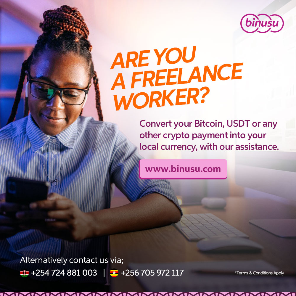 Binusu_official's tweet photo. Are you paid in crypto?
You can convert #cryptocurrencies into your local currency with https://t.co/OgB0fVYzuh at competitive rates.

Contact our agents for assistance;
🇰🇪+254 724 881 003 or 🇺🇬+256 705 972 117
#GigWorkers #freelancers https://t.co/QUci4U847O