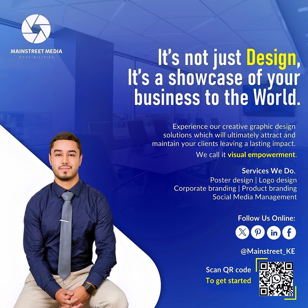 Mainstreet_KE's tweet photo. Attract potential clients to your business by showcasing innovative designs on social media. Stand out with our captivating visuals and boost your online presence. 

#KevinKiptum #UhuruBacksKikwete 1usd Havi Gmail Bishop Johanna Housing Levy Kenya Kwanza Iten Nyeri Mombasa Laides https://t.co/ylCzfXmnUz