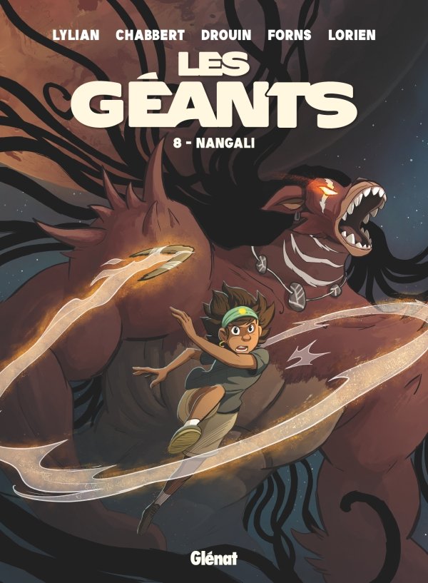 Les Géants, la série BD. Le tome 8 paraîtra le 3 avril 2024. Dans ce tome, vous rencontrerez Nangali, une jeune Australienne qui est amie avec Qalyran, un géant fun et puissant. Editions Glénat