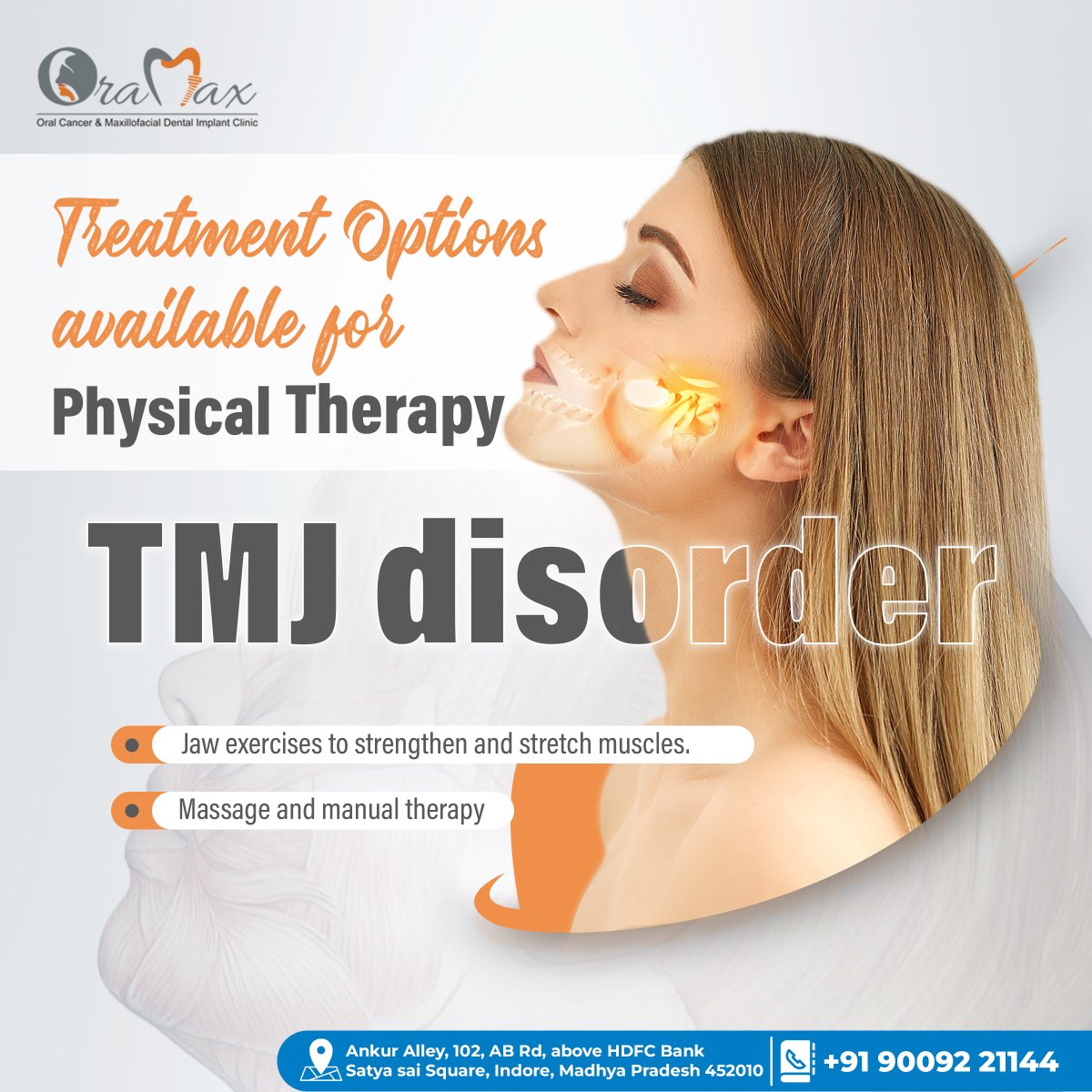 If you are suffering from these Key symptoms of TMJ Disorder!

Contact Now - +91 90092 21144,

#TMJRelief #TMJTherapy #TMJTreatment #DontWaitTMJ
#JawPainRelief #TMJSupport #ContactNow #TMJDisorderHelp
#TMJAwareness #DentalCare #OralWellness #OralHealth