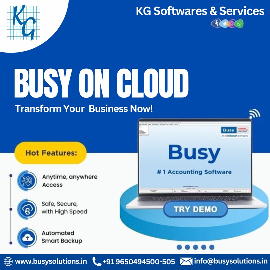 kg_softwares's tweet image. 🚀Skyrocket your business with Busy on Cloud Services
#kgsoftwareservices #busysolutions #busyoncloud #postoftheday #CloudSecurity #BUSY21 #post #MarriageIn17Minutes #ABPIdeasOfIndia #AakhirPalaayanKabTakMovie #ManojKumarJainBJP  #28YearsOfExcellence #ModiThreatensKejriwalWithCBI