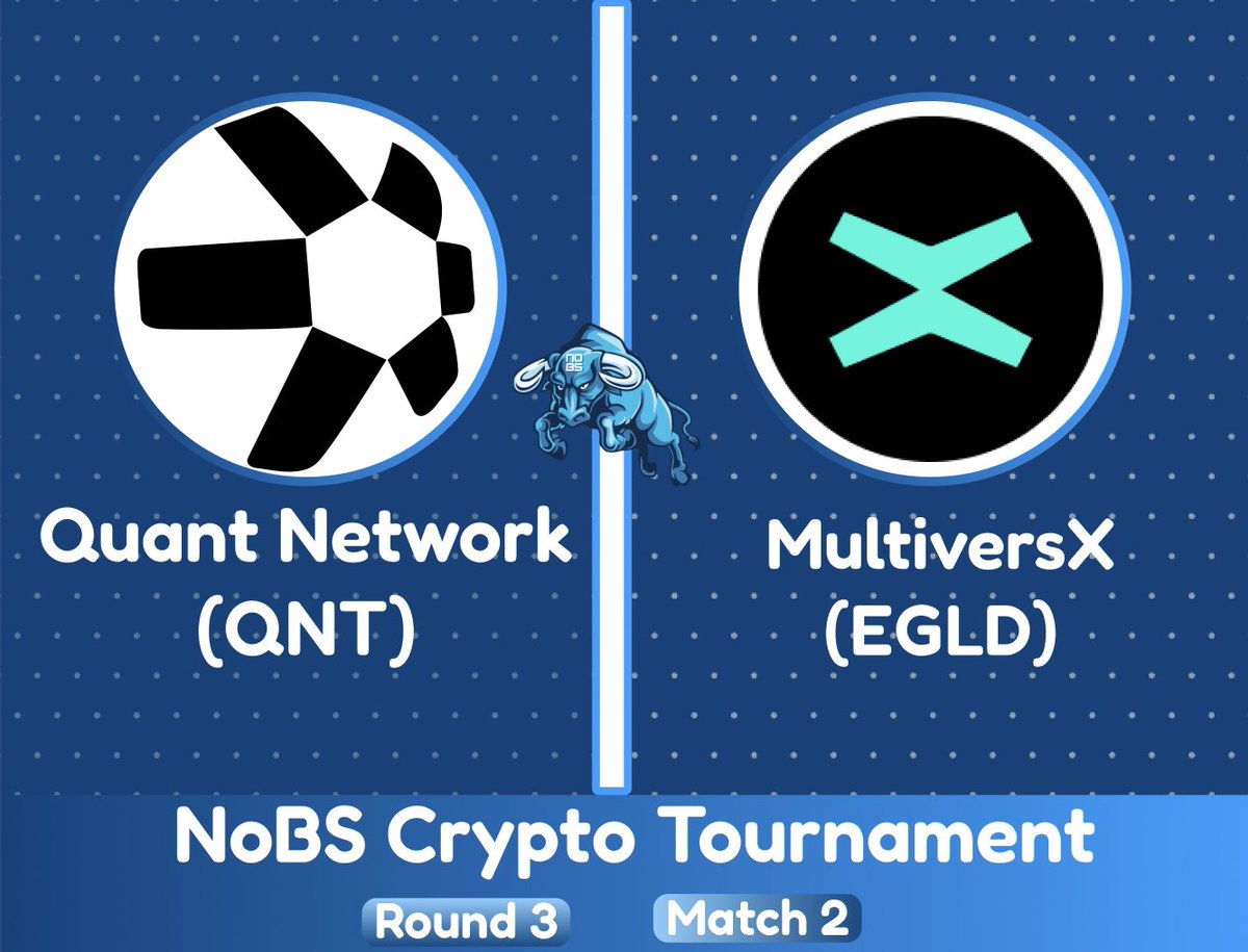 🏆Welcome back to the NoBS Crypto Tournament

Today we've got $QNT vs $EGLD

Cast your votes in the comments &amp; we'll see which is the stronger ecosystem in the next 24 hours

Now let's get to a reminder of what Quant Network &amp; MultiversX aim to do!

$QNT is a technology agnostic