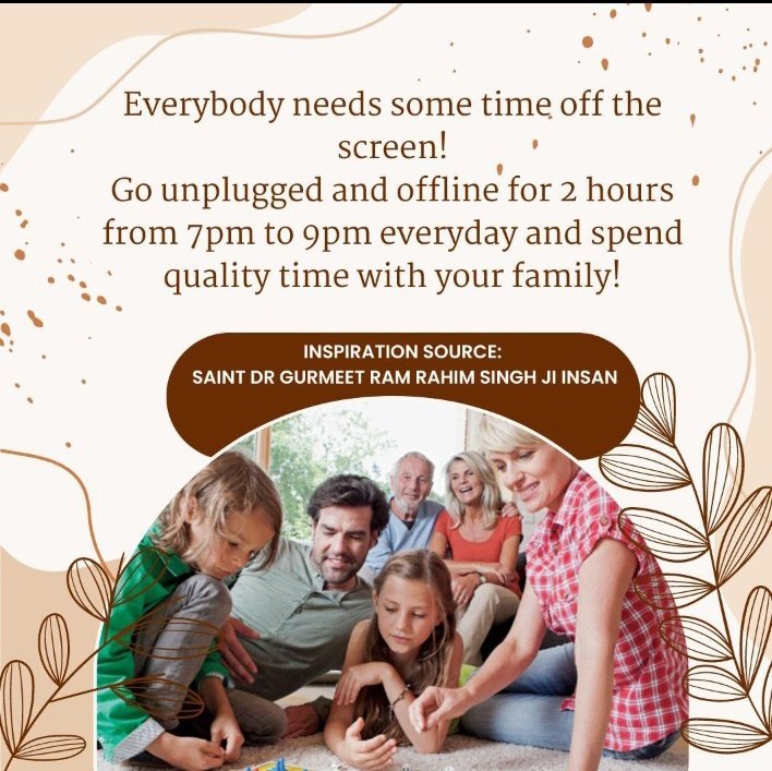 Nowadays,due to the advent of digital devices,humans have lagged behind their families and remained limited to these devices. Saint MSG Insan started SEED Campaign to strengthen family relationships that families are becoming stronger with
#DigitalBreak