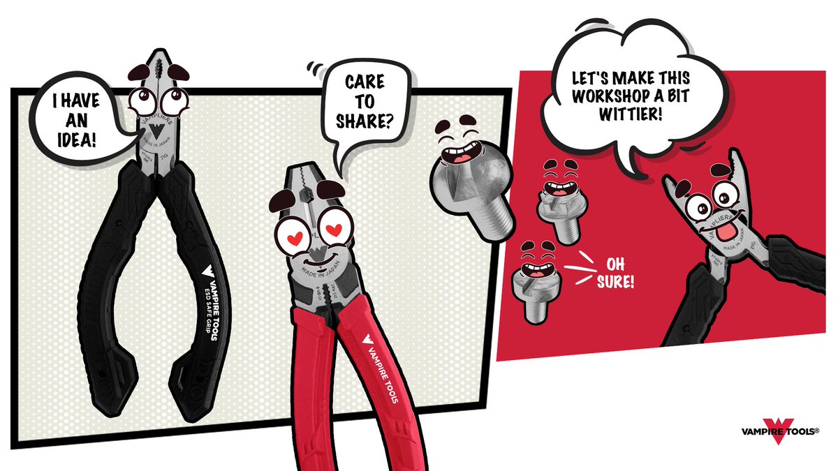 Vampire_Tools's tweet image. Feeling a bit flat-headed? No worries! Our Tool Time Comic Series has precisely the twist you need to screw away the blues! 🔩 
Dive into our website to learn more about our products! vampiretools.com
#tools  #garagetools #vampiretools