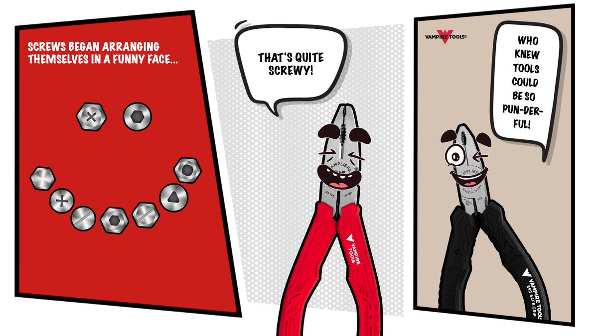 Vampire_Tools's tweet image. Feeling a bit flat-headed? No worries! Our Tool Time Comic Series has precisely the twist you need to screw away the blues! 🔩 
Dive into our website to learn more about our products! vampiretools.com
#tools  #garagetools #vampiretools