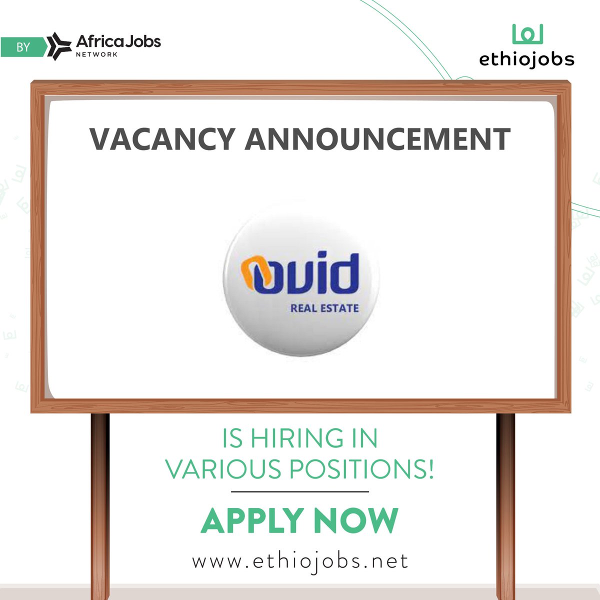 Ovid Real Estate is hiring for various positions. Click through their latest postings and see if you are a fit. Click here to learn more: ethiojobs.net/company/105688…