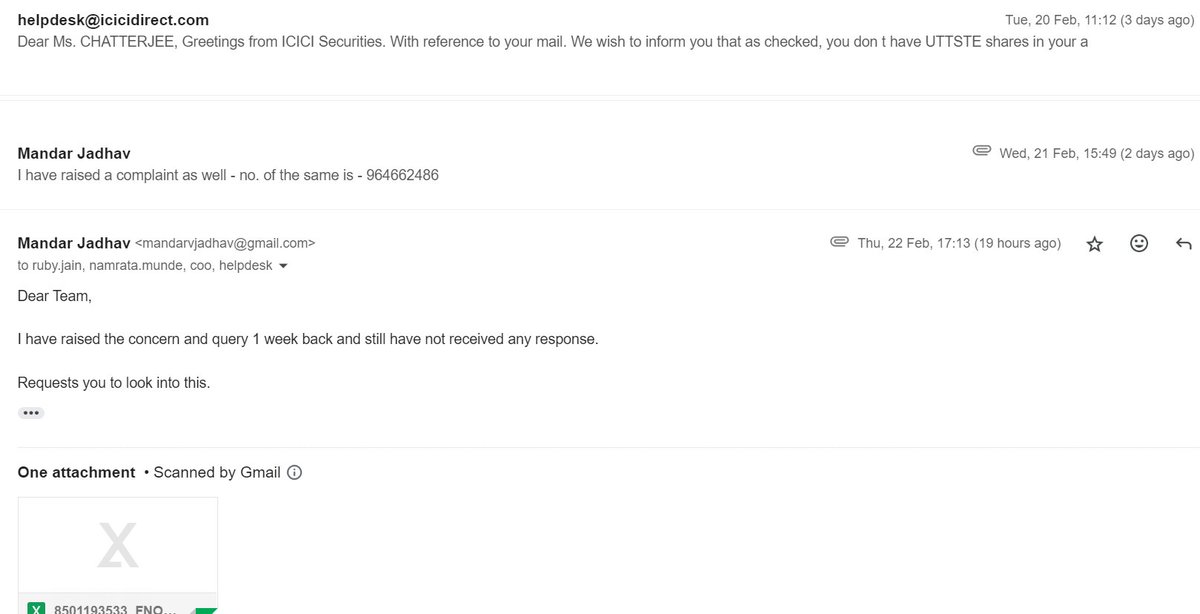 Mandar10385672's tweet photo. Snaps of email sent on 14th Feb, Yesterday and today as well. I hope at least this post reaches to the right team. https://t.co/0QFP45j2IH