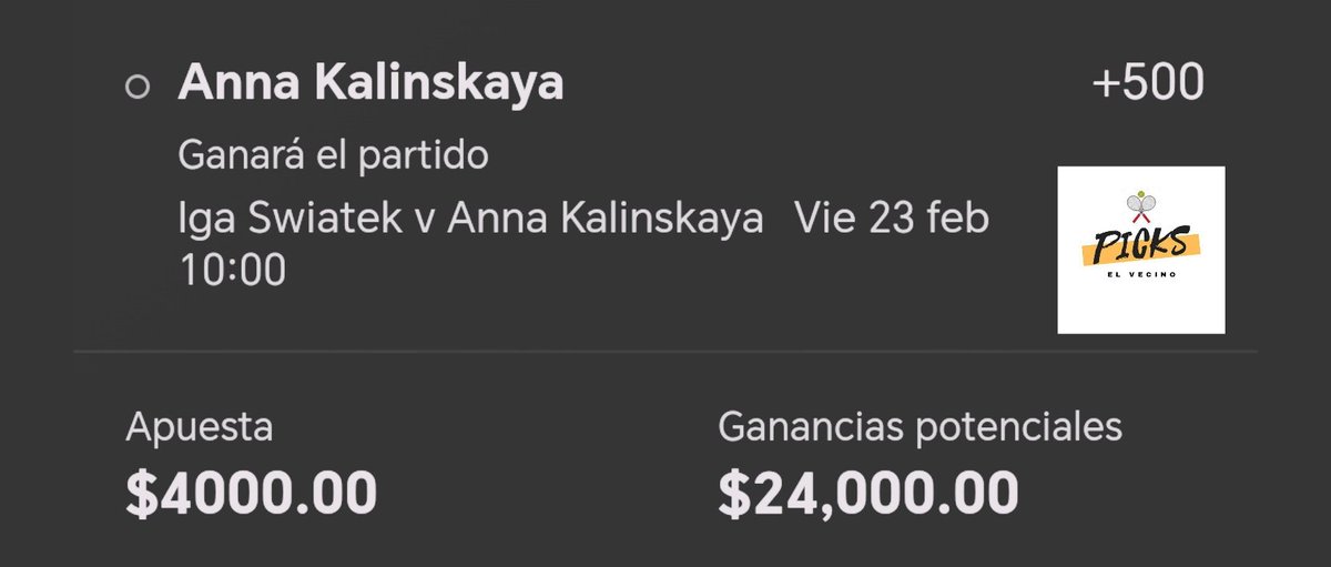VECINOPICKS's tweet photo. RIFA $1500 MXN 🎴 FREE PICK

Si Anna Kalinskaya gana el encuentro haremos tres transferencias de $500 MXN

Para participar:
Deja tu ♥️
Deja tu RT 🔄
Comenta #VamosVecino

El sorteo se realizará en TG:
https://t.co/24kQk0NlAd https://t.co/SGvSO0VbwX
