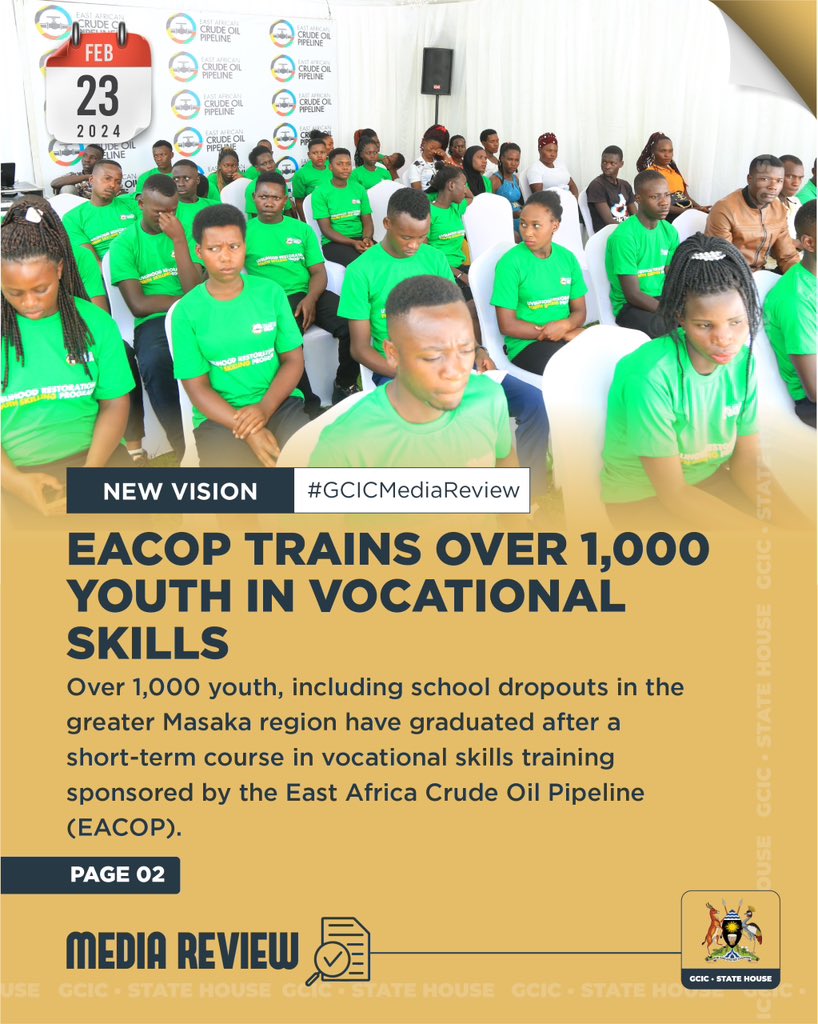 EACOP has trained over 1000 youth in vocational skills #SupportEACOP #PrettyNicole #Cheating #Zari
#Makerere #PresidentMuseveni #UhuruBacksKikwete #Namboole #Phaneroo #RangeRover #Subaru