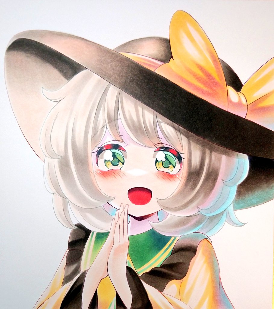 komeiji koishi 1girl hat solo traditional media yellow shirt shirt green eyes  illustration images