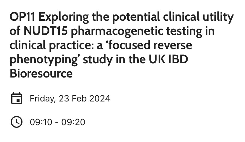 Pharmacogenomics! Cool study design! Important results! Chris' study has it all. Another important Exeter IBD contribution #ECCO24 #ECCO2024