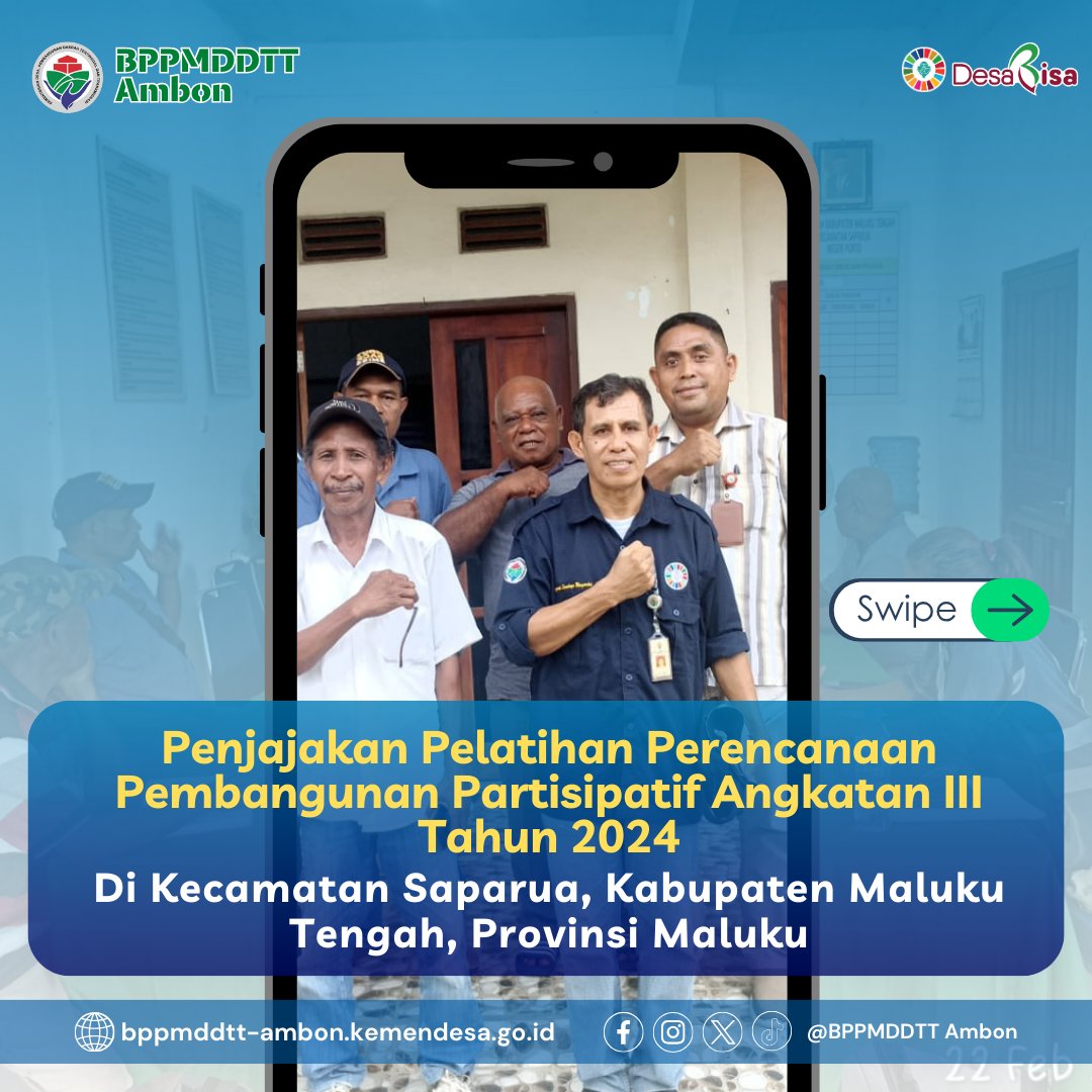bppmd_ambon's tweet photo. Halo #sobatdesa #basudara semua!

Telah dilaksanakan Penjajakan untuk Pelatihan Perencanaan Pembangunan Partisipatif Angkatan III Tahun 2024. 

Simak informasi selengkapnya pada gambar, atau kunjungi kami di https://t.co/iPeYJiytMh https://t.co/vqoIhaP4HE