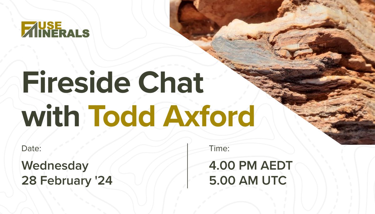 Hey, we <a href="/FuseMinerals/">Fuse Minerals</a> have a lot going on and we would love to bring you up to speed with it all. Join <a href="/nyunggai/">Nyunggai Warren Mundine AO</a> and myself on Twitter Spaces next week to hear all about it 🤝🏻

👉🏻 x.com/i/spaces/1RDxl…

#FuseMinerals #IPO #ASX #Copper #CriticalMinerals #MiningExploration